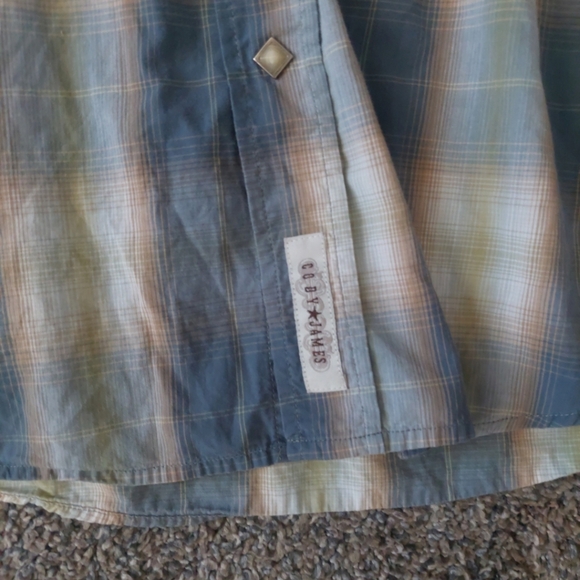 Cody James Pearl Snap Collared Shirt Gray Plaid M Western Festival Flaw - Picture 6 of 8